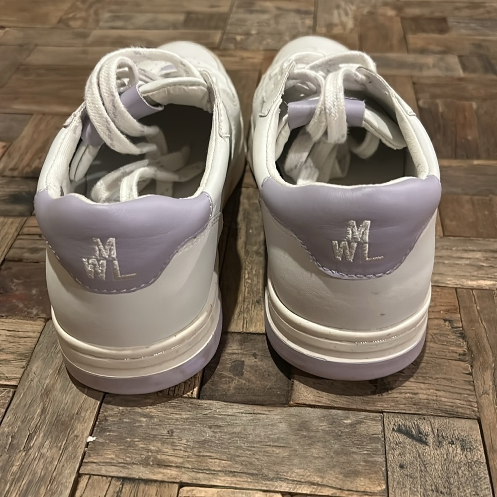 Madewell Court Low Top Leather Sneakers White Purple Size 8